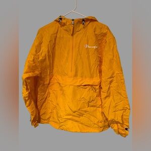 Packable Champion Rain Jacket Coat Pull Over Yellow Never Worn Medium